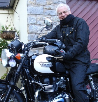 Geoff on his Triumph 'mean machine'